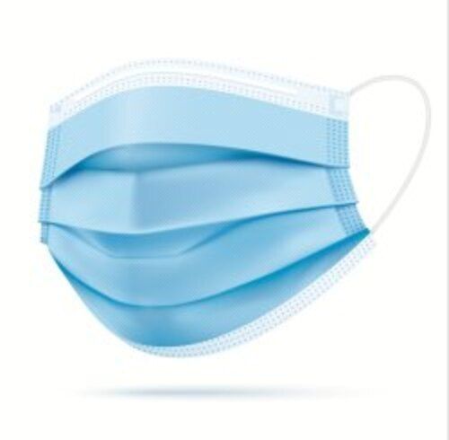 Disposable, Non Woven Fabric, Sky Blue Color, 3 Ply Face Mask With Earloop