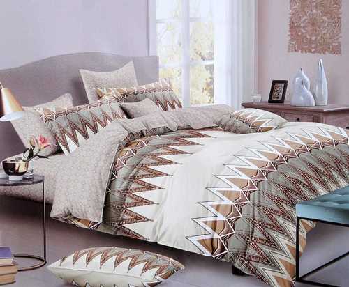 Multi Color Elegant And Classy Touch Brown And White Comfortable Printed Bed Sheet With Pillow Cover