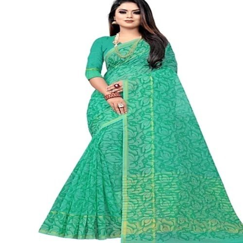 Green Smooth Woven And Excellent Work Ideal Look Stylish Saree For Women