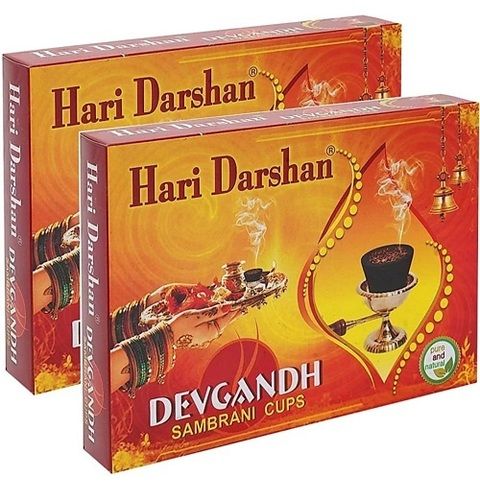 Hari Darshan Devgandh Sambrani Loban Dhoop Cups With Burner Plate