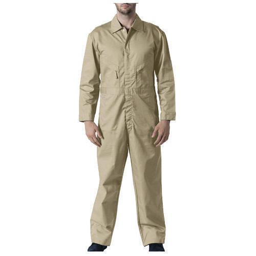 Mens Cream Color Full Sleeves Polyester Plain Fire Retardant Coverall