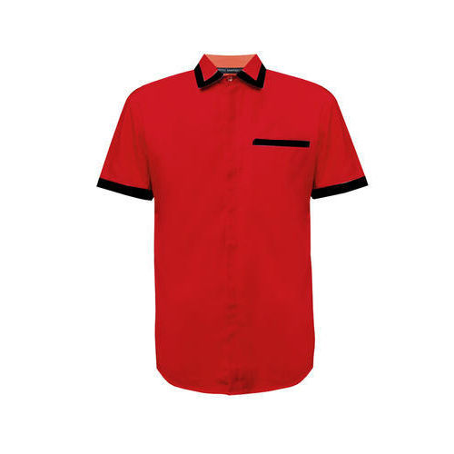 Mens Red Polo-Neck Half Sleeves Skin Friendly Office Wear Solid T-Shirts Age Group: Adults