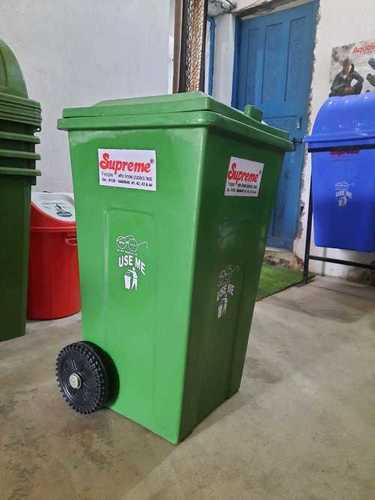 Ruggedly Constructed Easy To Move Leak Resistance Green Wheels Dustbin - Plastic Multiple Colors UV Resistant Trolley Design