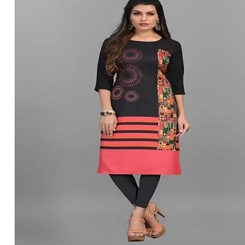 स्ट्रेट फिक्स और साइड कट्स और महिलाओं के लिए आसानी से धोने वाली डिज़ाइनर कॉटन कुर्ती बस्ट साइज़: 37 इंच (इंच)