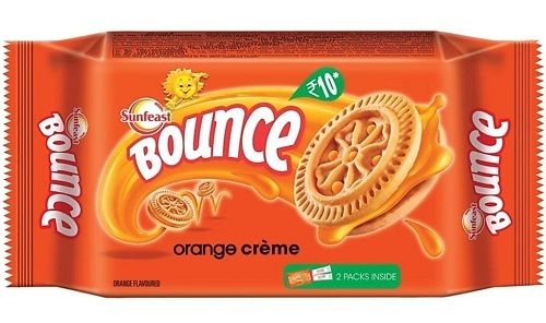 Sunfeast Bounce Tangy ऑरेंज बिस्किट क्रीम भरा पैक आकार (76 G)