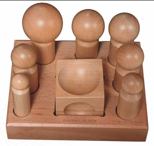 Available In Different Color Wooden Dapping Set Large Wood Dapping And Punch Set Block