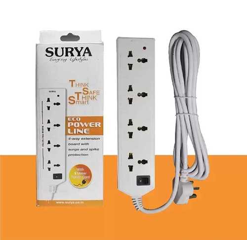 5m High Power Extension Board With 4 Socket (White)