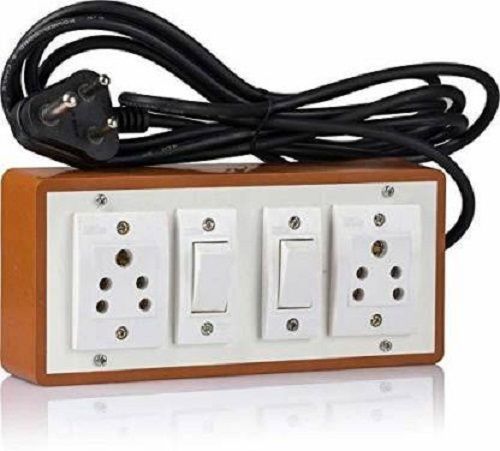 Multi Color Brown Pvc Extension Board With 10 Meter Long Wire 2 Socket Extension Boards (Multicolor)