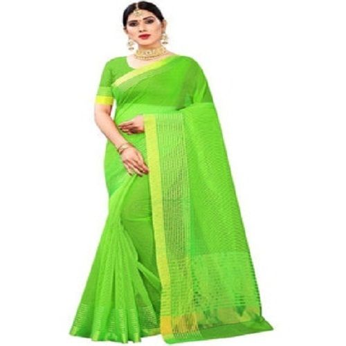 Impeccable Finish Green Colour Cotton Silk Saree For Festival Wear, Party Wear