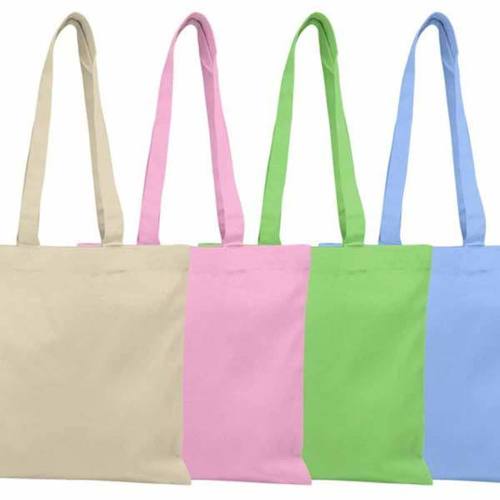 Multi Colored Eco-Friendly Reusable Loop Handled Plain Cotton Shopping Bags