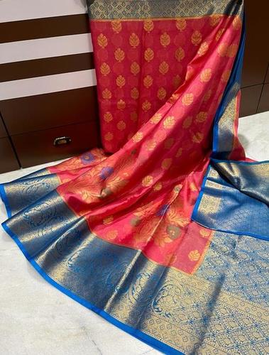 Multicolor Traditional 100 % Pure Silk Soft Woven Banaras Sarees With Floral Prints