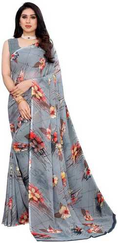 Daily Wear Tropical Blossom Design, Casual Wear, Printed, Multi-Color Cotton Saree