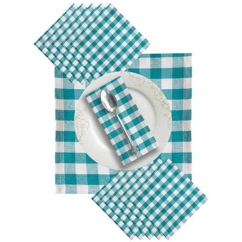 Turquoise And White Light Weighted Soft Cotton Checked Kitchen Tea Towel