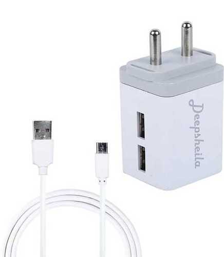 White Color Mobile Charger With 1 Year Warranty Body Material: Plastic