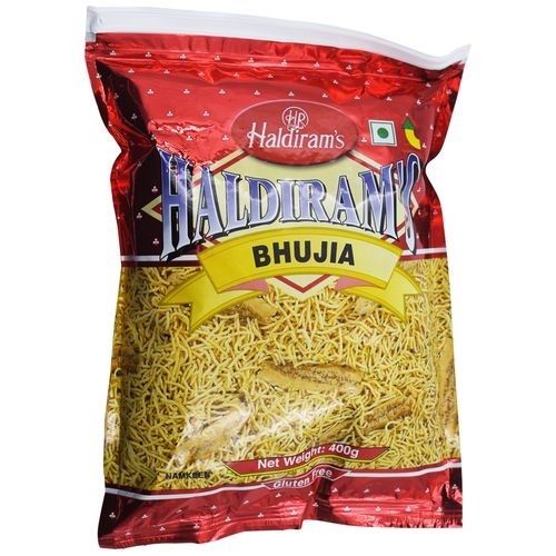 100% Tasty And Spicy Haldiram Namkeen Bhujia In Red Yellow Color 400 g