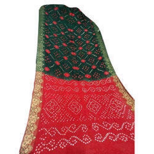 Cotton Silk Daily Wear Stone Work Green Red And Golden Printed Sarees