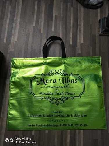 Eco Friendly Printed Green Color Plastic Carry Bags