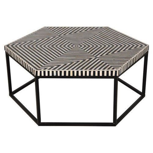 Hexagonal Shape Modern 2-3 Feet Height Bone Inlay Coffee Table for Restaurant