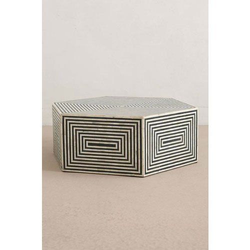 Hexagonal Shape Modern 24 Inch Height Bone Inlay Coffee Table for Restaurant