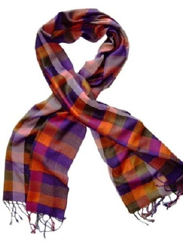 Machine Made Ladies Assorted Colored Lightweighted Pure Viscose Checked Scarves