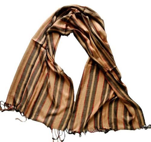 Ladies Brown Stripes Lining Lightweighted And Breathable Pure Viscose Scarves