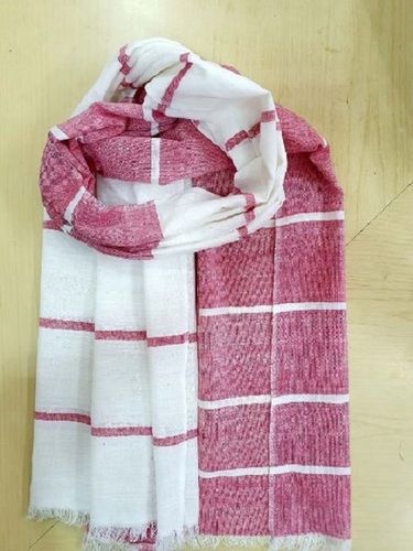 Ladies Pink And White Lightweighted Striped Cotton Casual Summer Scarves