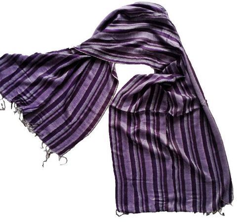 Ladies Purple Pure Viscose Stripes Lining Skin-Friendly And Soft Scarves