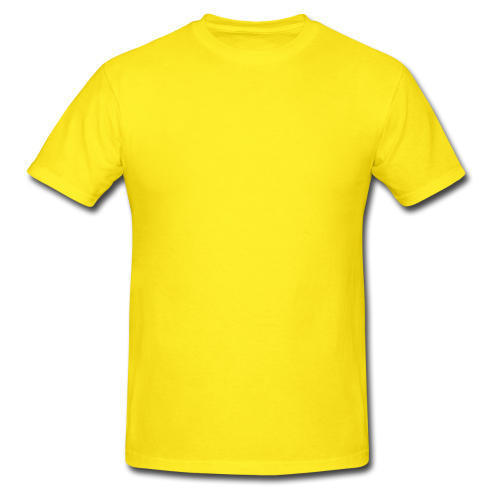 Mens 100% Pure Cotton Casual Wear Plain Half Sleeves Yellow T Shirt