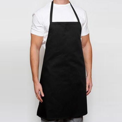 Mens Black Halter-Neck Sleeveless Skin Friendly Plain Cotton Bib Aprons Age Group: Adults