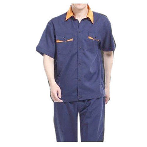 Mens Navy Blue Half Sleeves Regular Fit Plain Cotton Petrol Pump Uniform Age Group: Above 18 Years