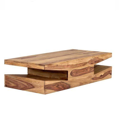 Rectangular Shape Modern Polished Finish Solid Wood Coffee Table for Restaurant