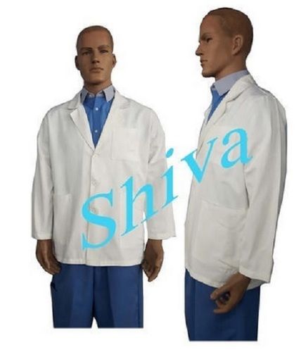 Skin Friendly Plain Full Sleeve Poly Cotton White Coat For Laboratory