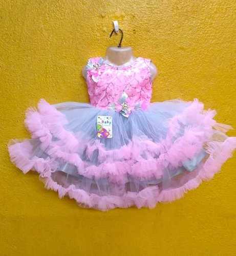 Trendy Pink Fancy Designer Party Wear Sleeveless Baby Frock