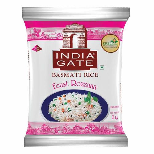  100% शुद्ध और ऑर्गेनिक व्हाइट लॉन्ग ग्रेन इंडिया गेट बासमती चावल 1 किलो
