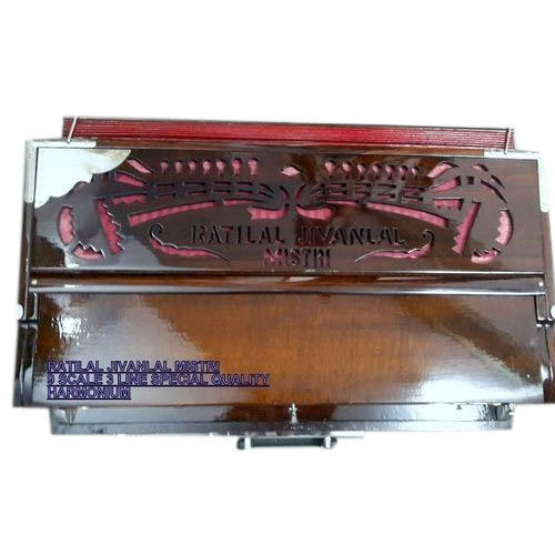 Harmonium - Teak Wood, 37 Keys, 9 Stop Knobs | Ideal for Professional Singing, Manual Power Source, Elegant Brown Finish