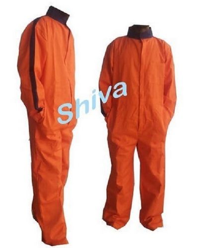 Orange Anti Wrinkle And Comfortable Pure Cotton Plain Coverall For Industrial