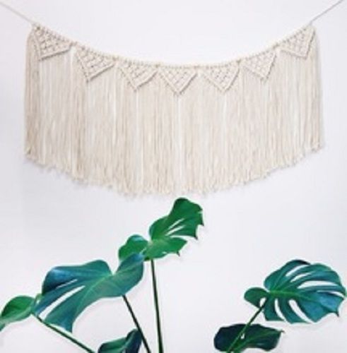 White Cotton Cord Designer Macrame Woven Wall Hanging For Decoration