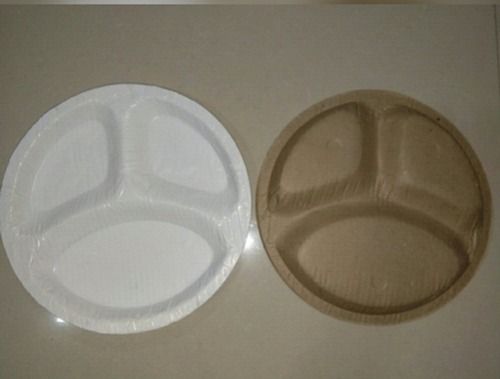 Disposable 10 Inch White/Brown 3 Compartment Food Serving Paper Plates