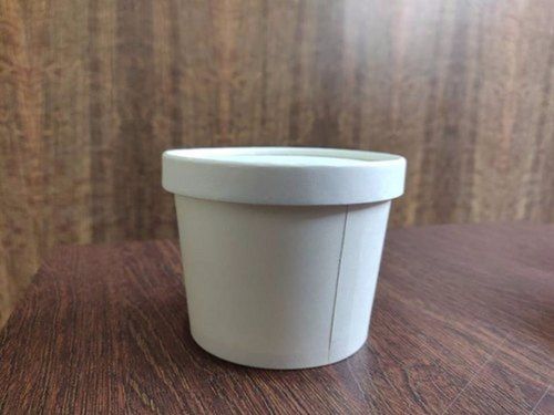 Disposable Round White 500 Ml Eco-Friendly Paper Food Container With Lid Size: Small