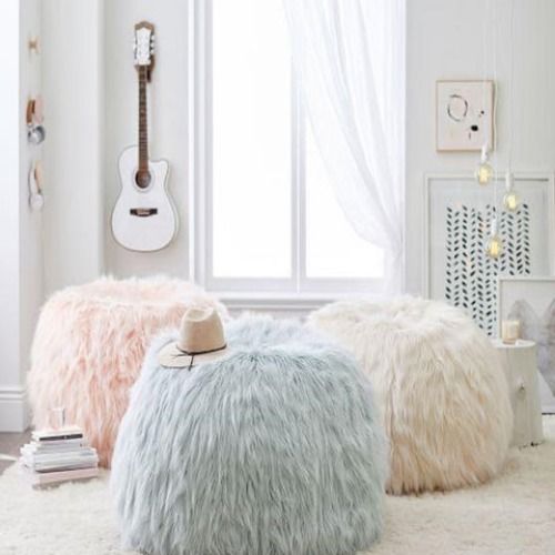 Furry Pouf - Color: Brown