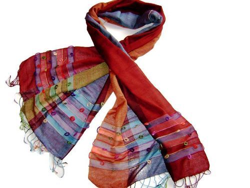 Ladies Assorted Colored Lightweighted Pure Viscose Striped Casual Stole