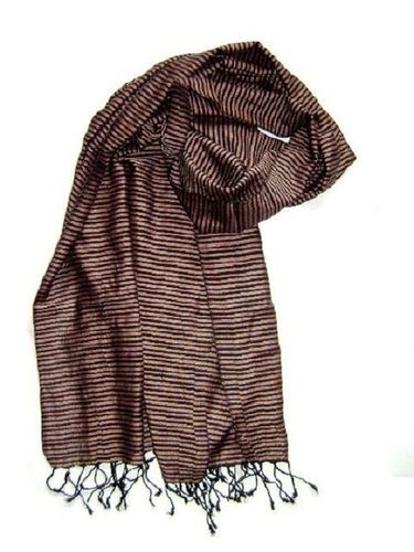 Ladies Brown Lightweighted And Skin-Friendly Pure Viscose Striped Casual Stole