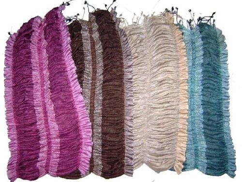 Ladies Multi Colored Lightweighted Striped Pure Viscose Lycra Scarves