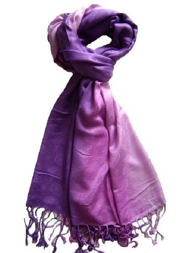 Ladies Purple Pure Viscose Plain Lightweighted And Soft Jacquard Scarves