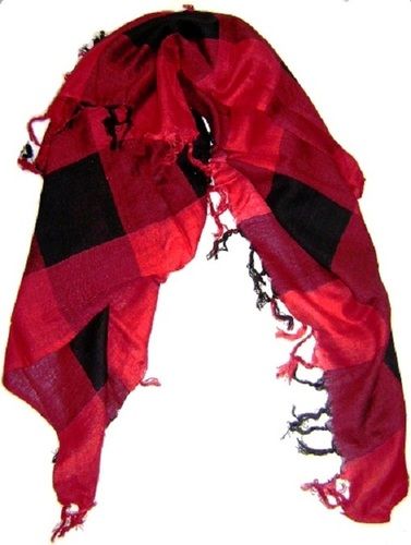 Ladies Red And Black Lightweighted Pure Viscose Checked Casual Stole