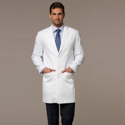 Shrink Proof And Long Lasting Full Sleeve White Plain Collar Neck Cotton Doctor Coat For Hospital