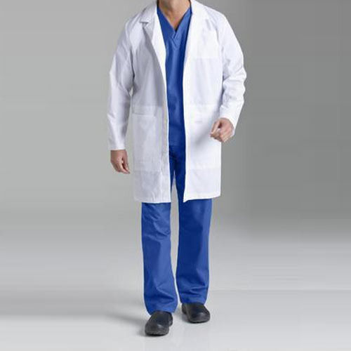 Shrink Proof And Long lasting Full Sleeve White Plain Collar Neck Cotton Lab Coat For Mens