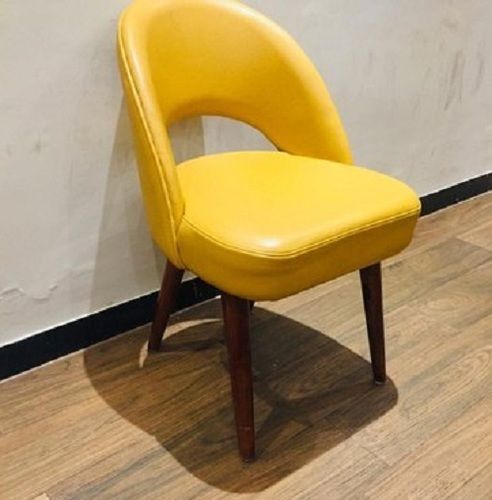 Yellow Color 4 Legs Wooden Cafe Chair with 16 Inch Seating Height
