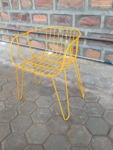 Yellow Color Metal Cafeteria Chair with 16 Inch Seating Height for Restaurant and Cafe