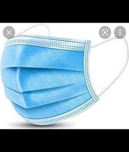 Blue 4 Inches Rope Length 3 Ply Non Woven Surgical Mask